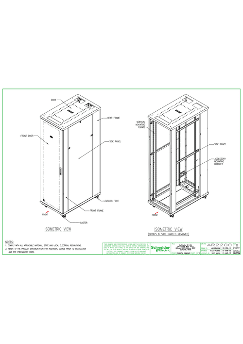 Podgląd Rysunek techniczny NetShelter SV, 42U 600mm x 1000mm