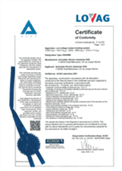 Podgląd Certyfikat zgodności IEC 61439-6 Canalis KRA