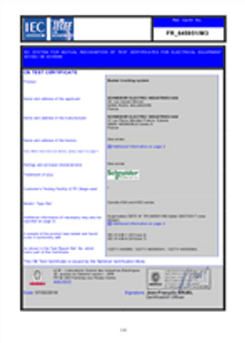Podgląd Certyfikat zgodności IEC 61439-6 Canalis KSA KSC