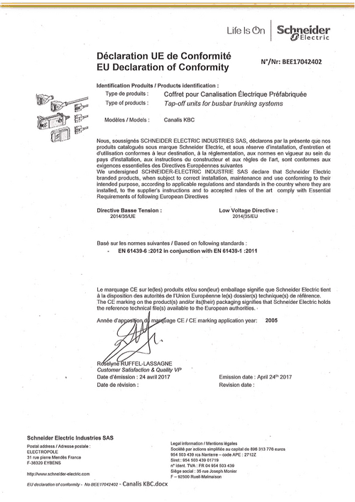 Podgląd Deklaracja zgodności kasety odpływowe Canalis KBC