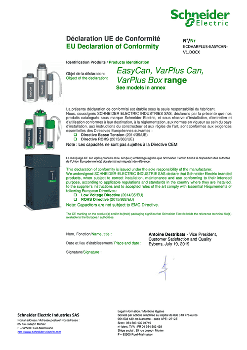 Podgląd Deklaracja zgodności EasyCan, VarPlus Can