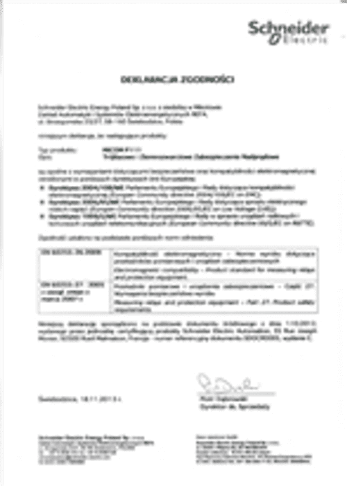 Podgląd Deklaracja zgodności MiCOM P111