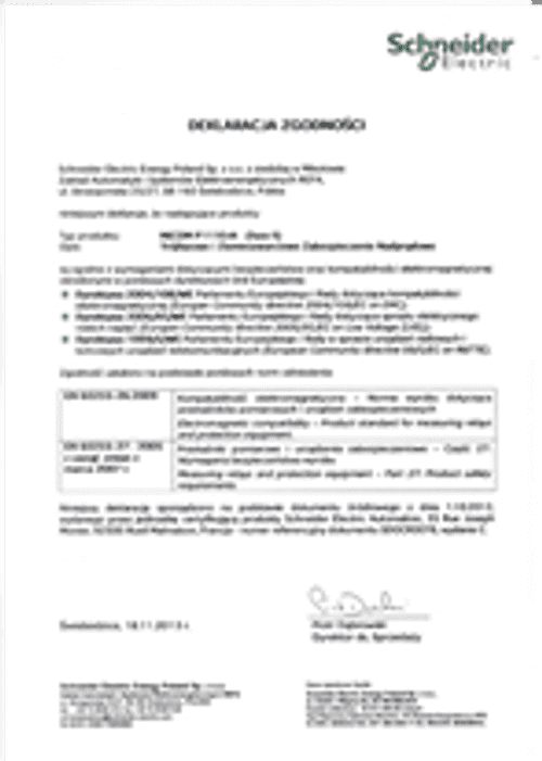 Podgląd Deklaracja zgodności MiCOM P111Enh