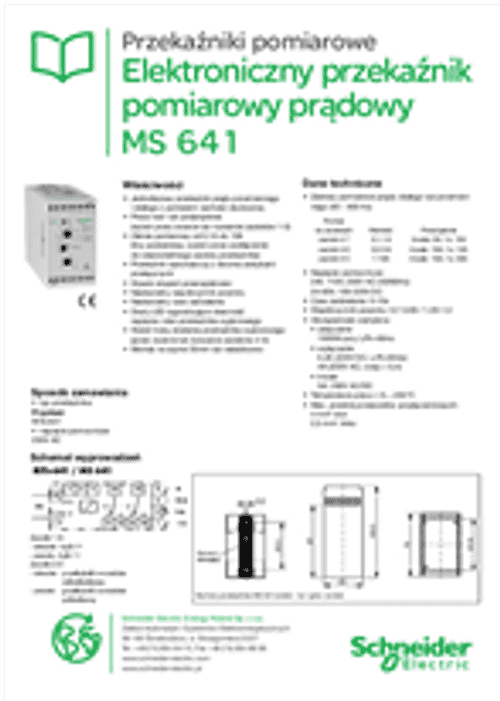 Podgląd Karta katalogowa przekaźniki pomiarowe prądowe MS 641