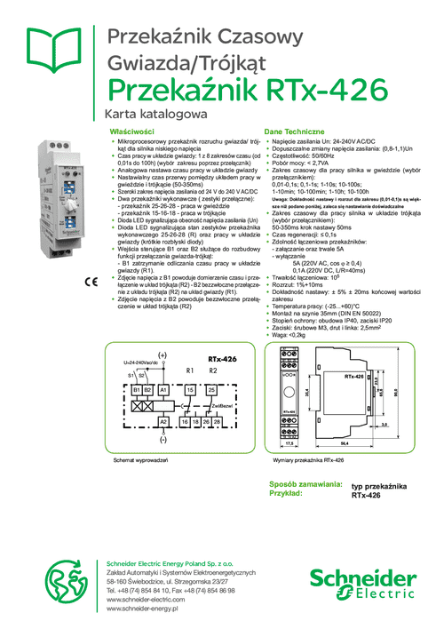 Podgląd Karta katalogowa przekaźniki gwiazda/trójkąt RTx-426