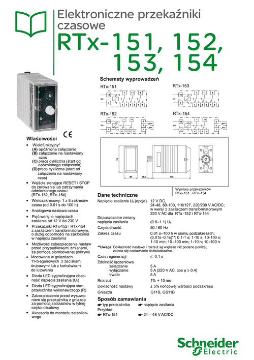 Podgląd Karta katalogowa przekaźniki czasowe RTx-15x