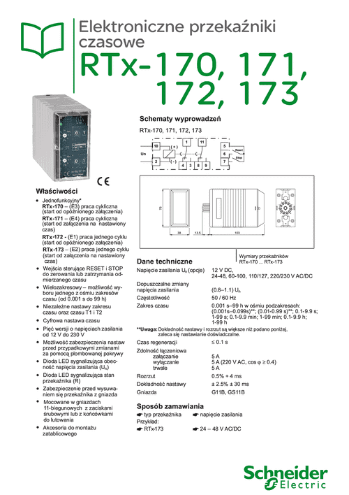 Podgląd Karta katalogowa przekaźniki czasowe RTx-17x