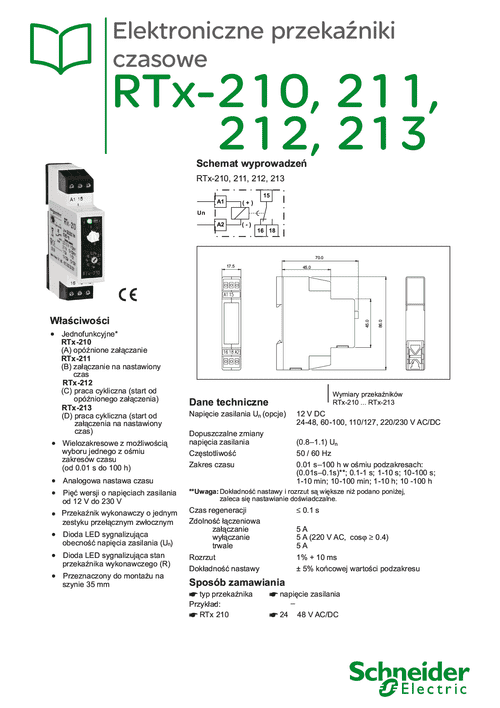 Podgląd Karta katalogowa przekaźniki czasowe RTx-210, 211, 212, 213