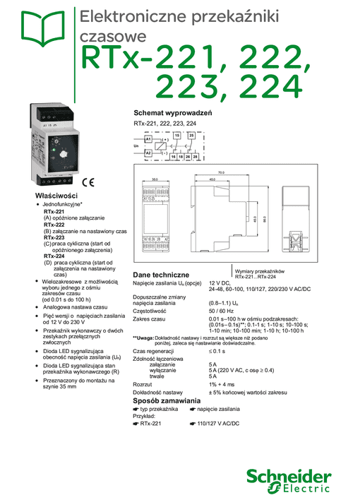 Podgląd Karta katalogowa przekaźniki czasowe RTx-221, 222, 223, 224