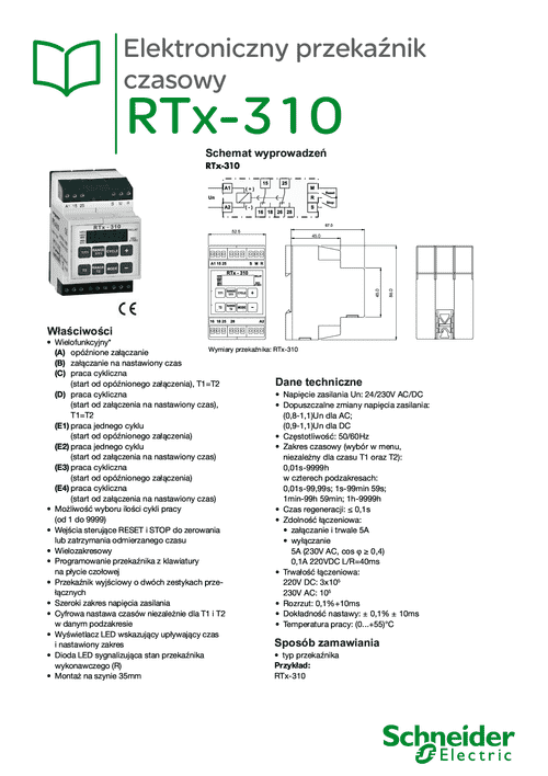 Podgląd Karta katalogowa elektroniczne przekaźniki czasowe RTx-310