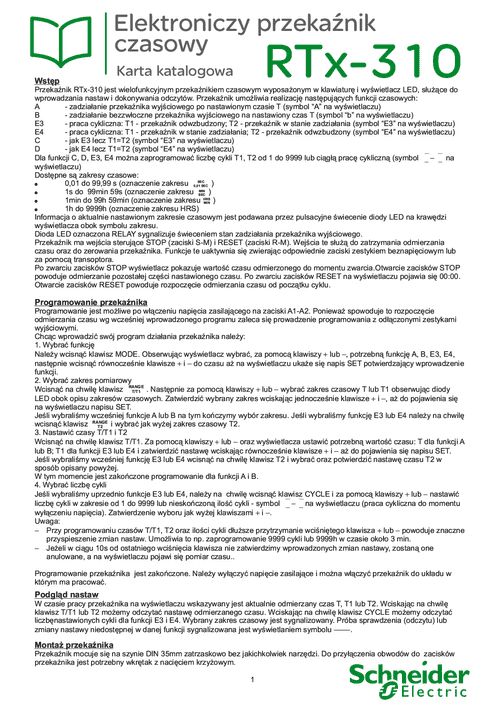 Podgląd Instrukcja obsługi elektroniczne przekaźniki czasowe RTx-310