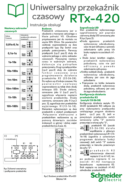 Podgląd Instrukcja obsługi uniwersalne przekaźniki czasowe RTx-420