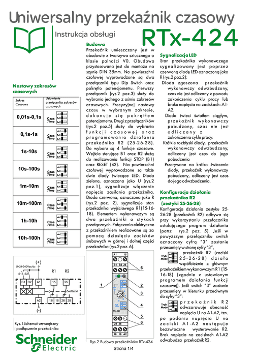 Podgląd Instrukcja obsługi uniwersalne przekaźniki czasowe RTx-424