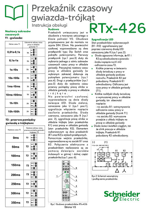 Podgląd Instrukcja obsługi przekaźniki gwiazda/trójkąt RTx-426