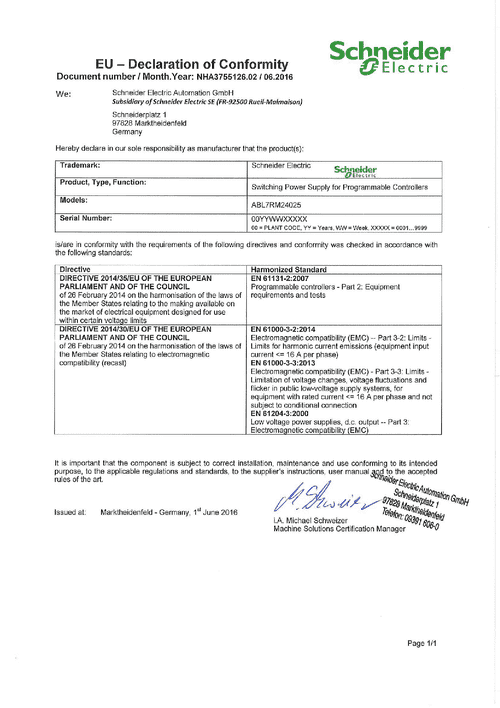Podgląd Deklaracja zgodności zasilacz ABL7RM24025