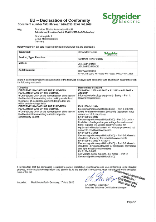 Podgląd Deklaracja zgodności zasilacz ABL8WPS24400(CE)