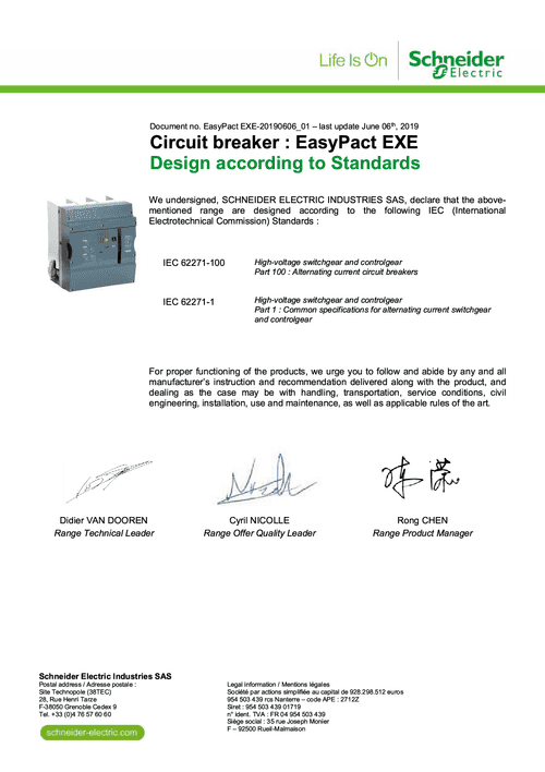 Podgląd Deklaracja zgodności Easypact EXE