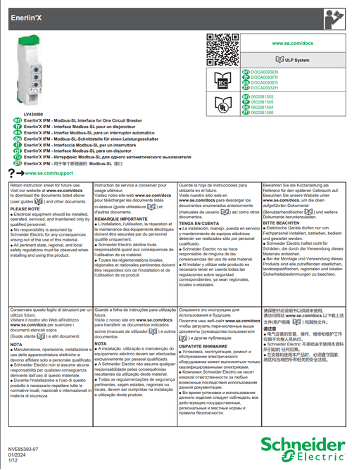Podgląd Instrukcja Enerlin'X IFM interfejs Modbus-SL dla wyłącznika IEC