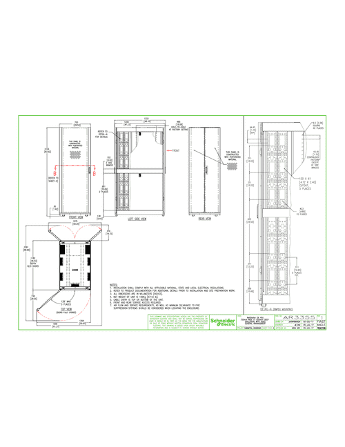 Podgląd Rysunek techniczny NetShelter SX, 45U, 750mm x 1200mm