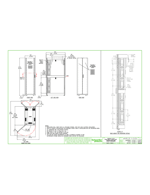 Podgląd Rysunek techniczny NetShelter SX 45U, 600mm x 1070mm