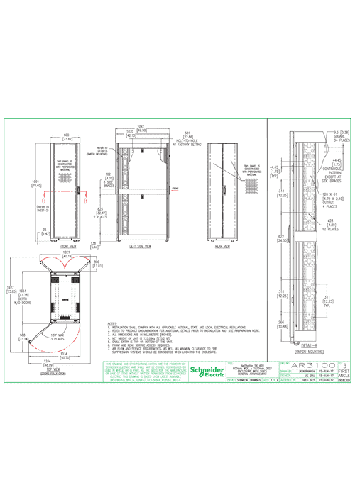 Podgląd Rysunek techniczny NetShelter SX 42U 600mm x 1070mm