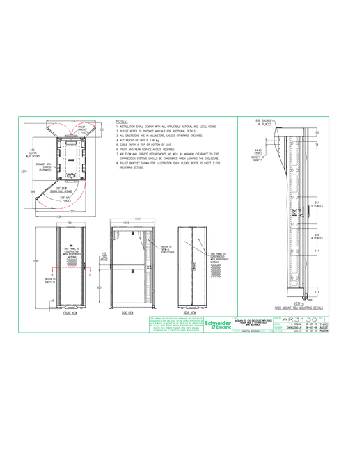Podgląd Rysunek techniczny NetShelter SX 42U 700mm x 1070mm