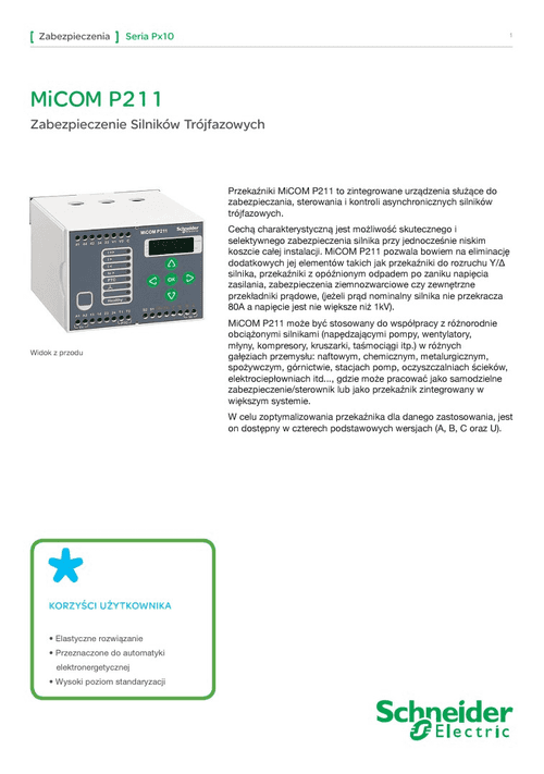 Podgląd Karta katalogowa MiCOM P211