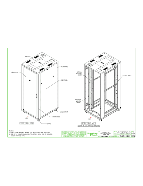 Podgląd Rysunek techniczny NetShelter SV 42U 800mm x 1000 mm