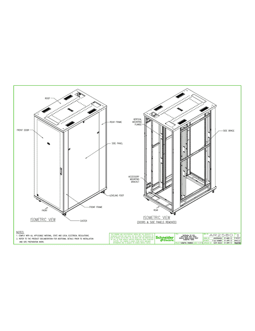 Podgląd Rysunek techniczny NetShelter SV 42U 800mm x 1200 mm