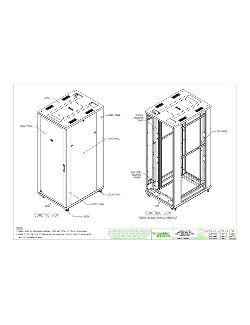 Podgląd Rysunek techniczny NetShelter SV 42U 800mm x 1060 mm