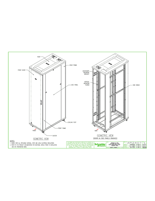 Podgląd Rysunek techniczny NetShelter SV 48U 600mm x 1060mm 