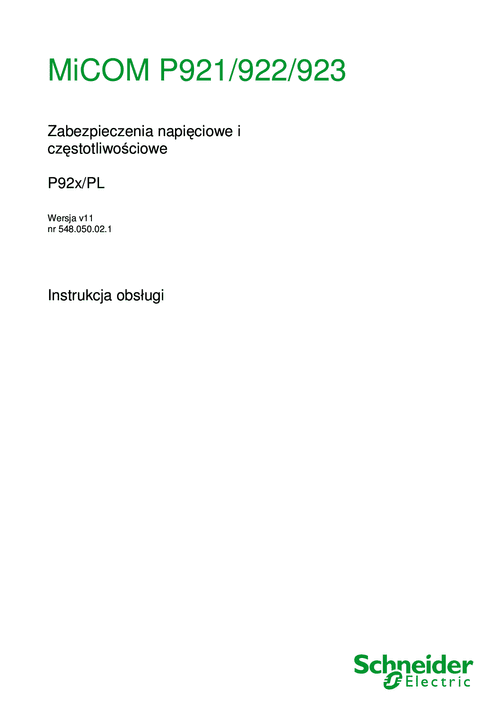 Podgląd Instrukcja MiCOM P921 P922 P923