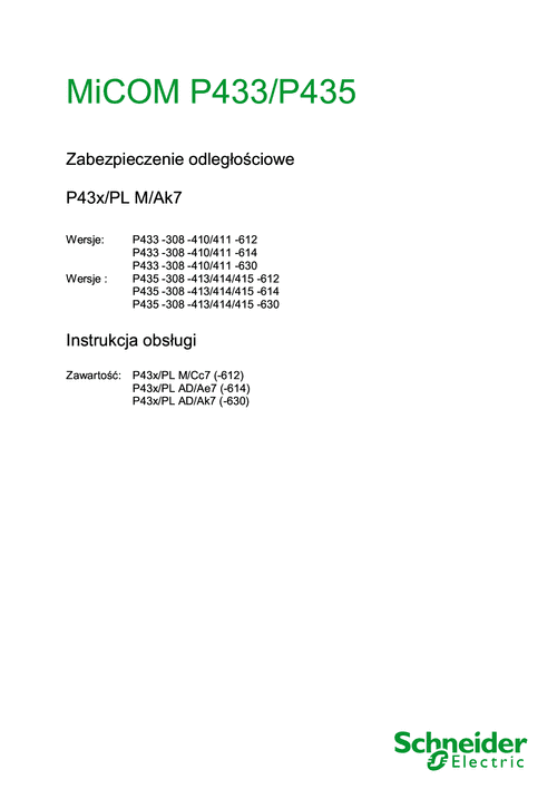 Podgląd Instrukcja MiCOM P433 P435