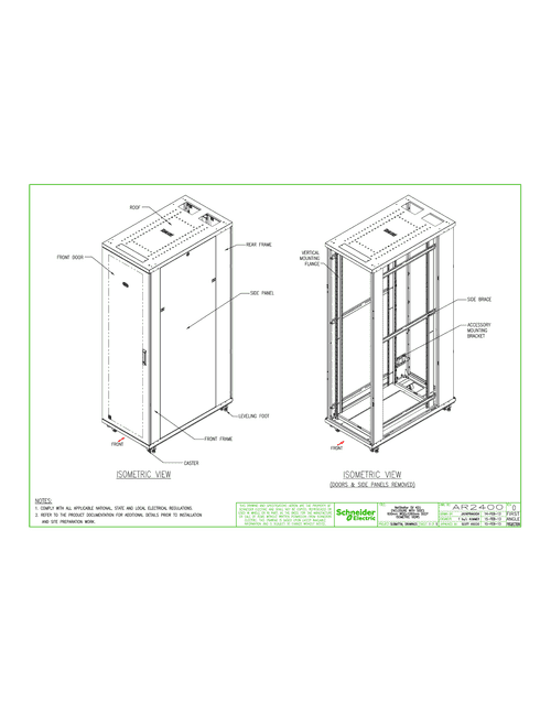 Podgląd Rysunek techniczny NetShelter SV 42U 600mm x 1060mm 
